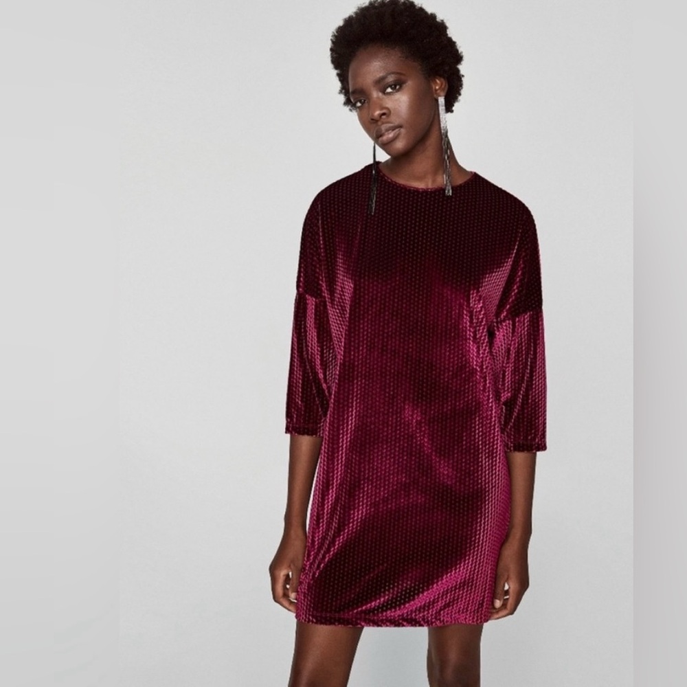 Zara velvet Burgundy Dress. Medium